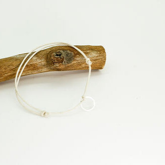 Minimalist Friendship Bracelet – Cotton Cord & Silver Circle
